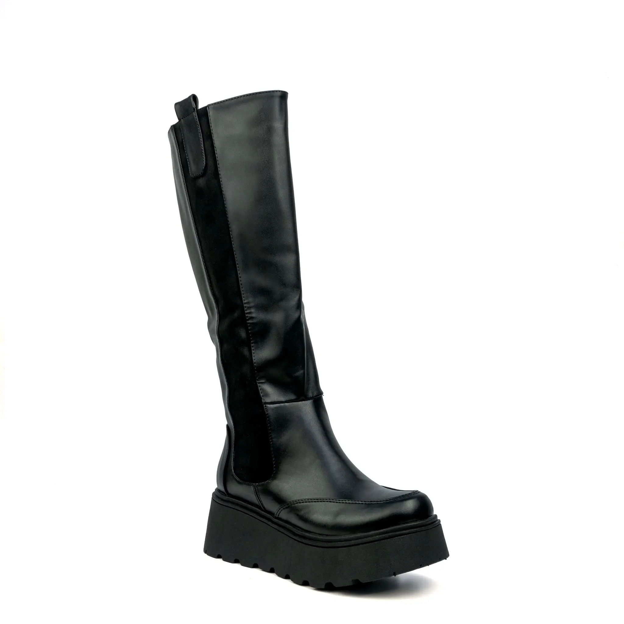 BOTA-NEGRO-BIOCUERO-CON-GAMUZA-PLATAFORMA-CORRIDA Bota Lara (Taco 5) - 131 - Imagen 1