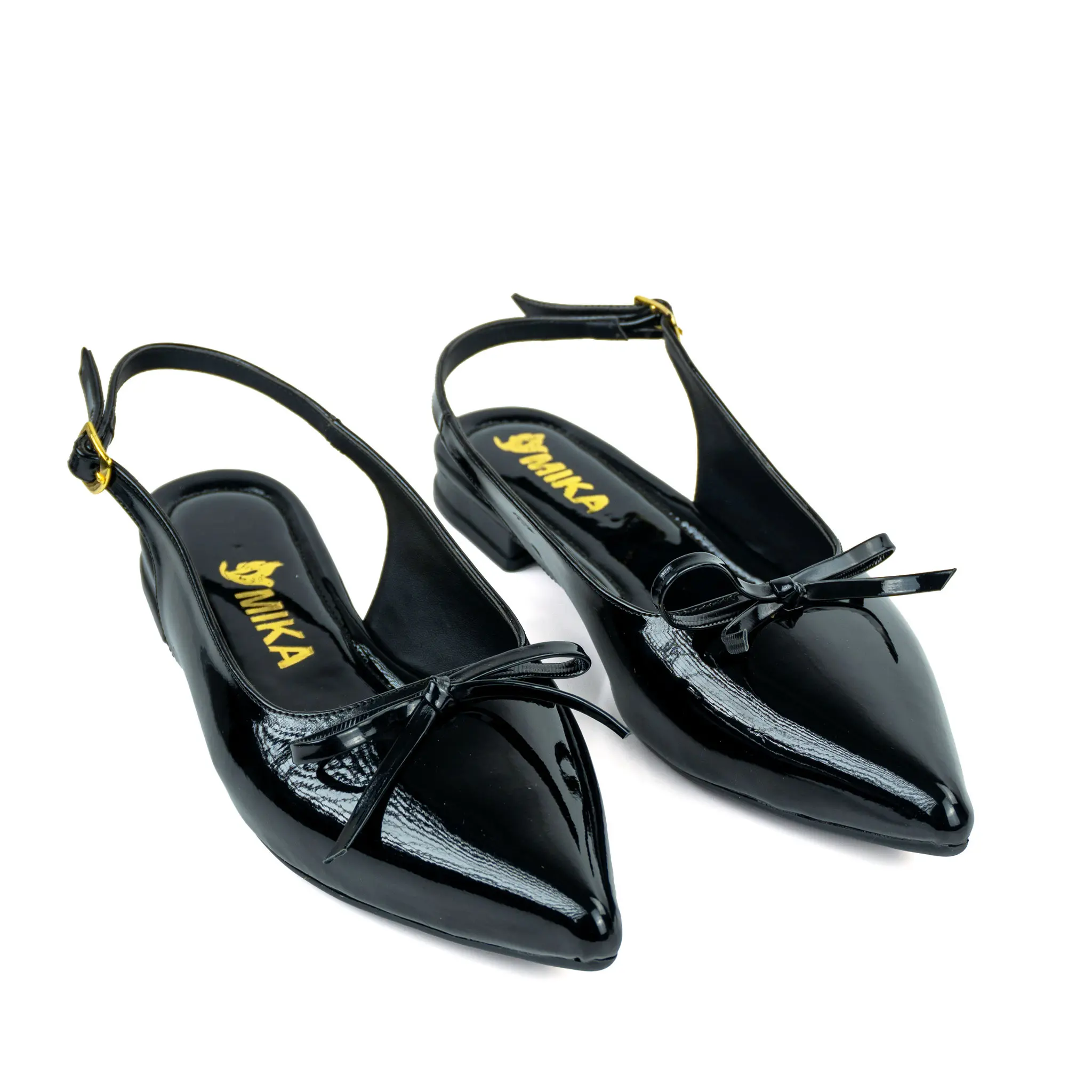 FLATS NEGRO CHAROL CON LAZO Flats para vestir F10 - Imagen 1