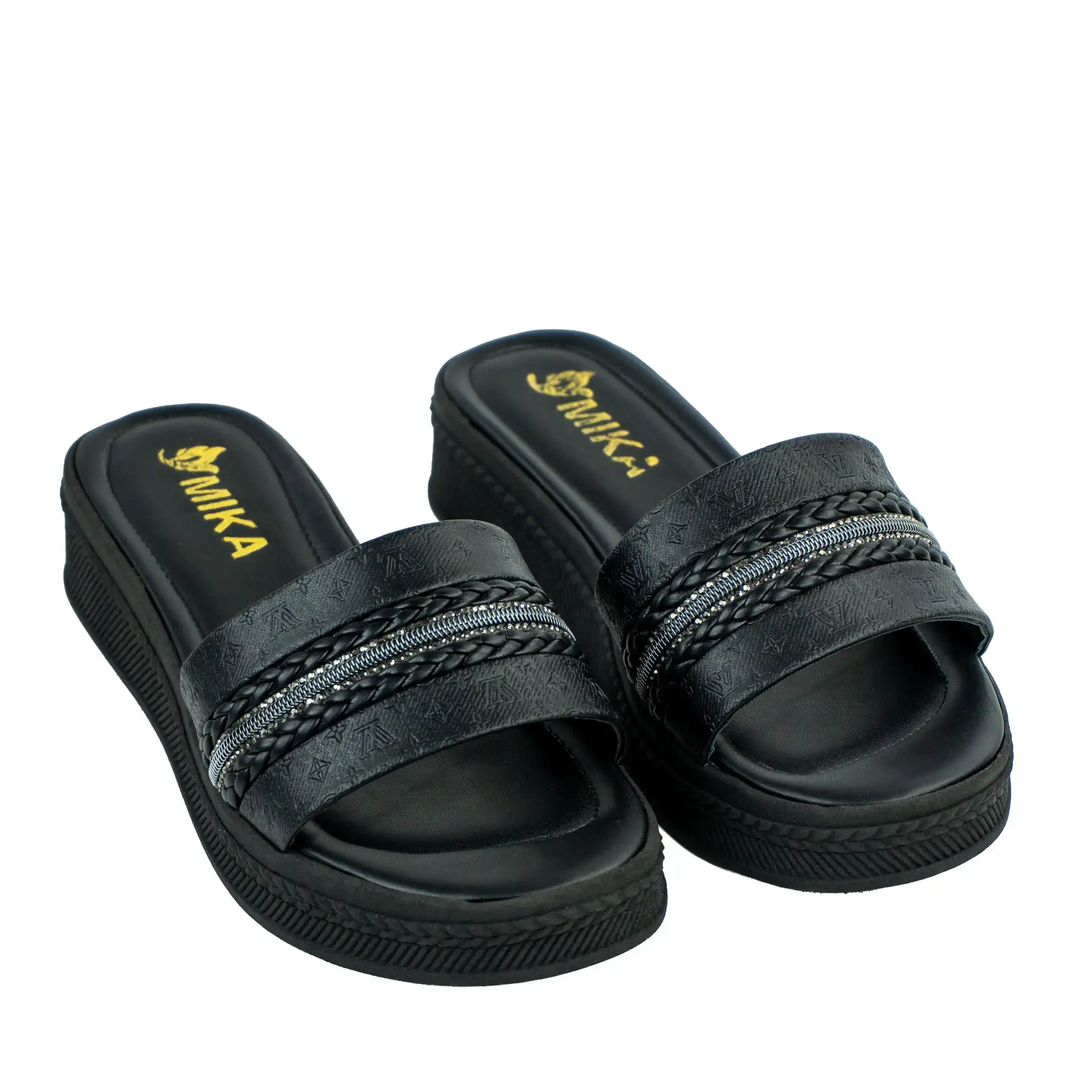 SANDALIA PARA MUJER COLOR NEGRO CON PLATAFORMA Y BRILLO Sandalia con Plataforma (taco 3 ) - SA10 - Imagen 1