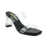 Sandalia Cristal con taco 7 cm en color negro