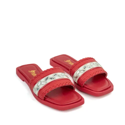 Sandalia plana Trenzada con brillos